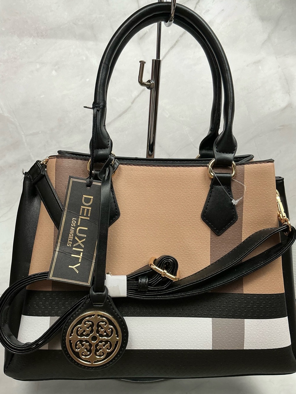 Deluxity Los Angeles Color Block Satchel Crossbody Bag NWT